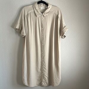 Eco threads Chic Beige Shirt Dress